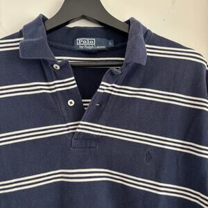 Polo Ralph Lauren 100% Cotton Navy White Striped Polo